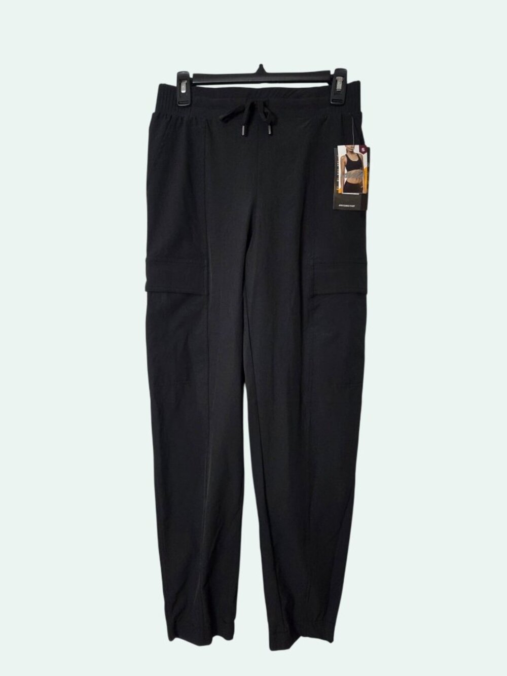 Avia Womens Black Jogger Pants With Cargo Pockets Athleisure, Sporty Chic, Gorpc